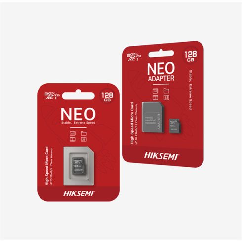 Hikvision HIKSEMI MicroSD kártya - NEO 128GB microSDXC™, Class 10 and UHS-I, 3D NAND