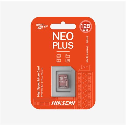 Hikvision HIKSEMI MicroSD kártya - NEO PLUS 128GB microSDXC™, Class 10 and UHS-I, TLC