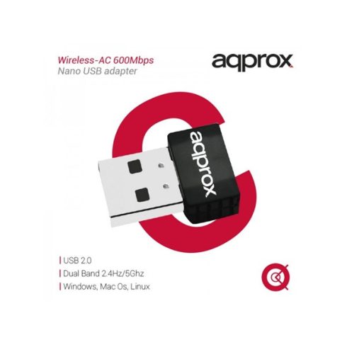 APPROX Hálózati Adapter - USB, nano, Dual-Band, 600 Mbps Wireless N
