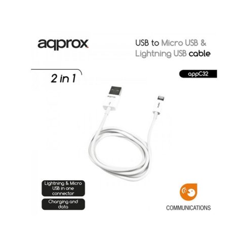 APPROX Kábel - USB to Micro USB & Lightning USB cable