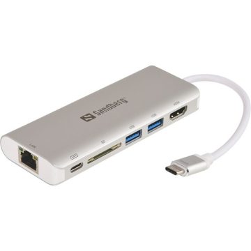 Sandberg Notebook Dokkoló - USB-C Dock HDMI+LAN+SD+USB,61W